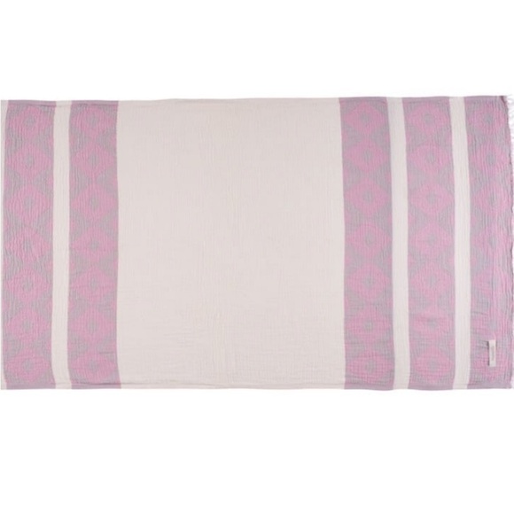 College Dorm Life Twin XL Blanket Wrap Woven Loom Organic Cotton Pink + Gray - Picture 5 of 10